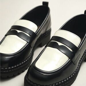Black and White Women's Loafers